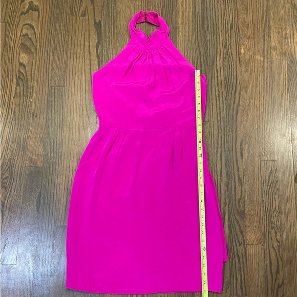Carmen Marc Valvo Fuchsia Ruffle Halter Dress - Picture 7 of 11